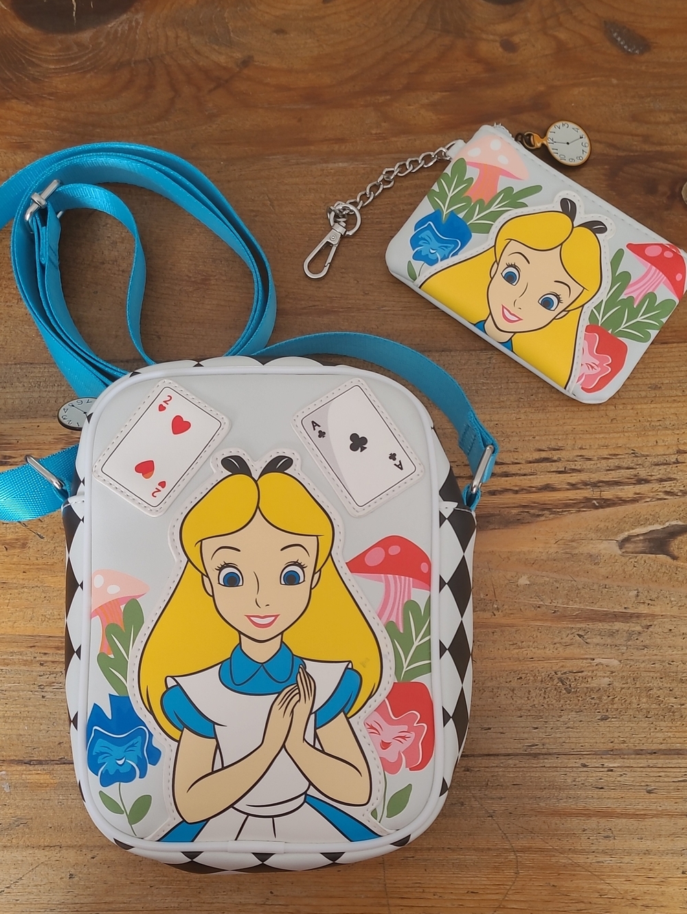 NWOT Alice Print Crossbody Bag with Coin Pouch